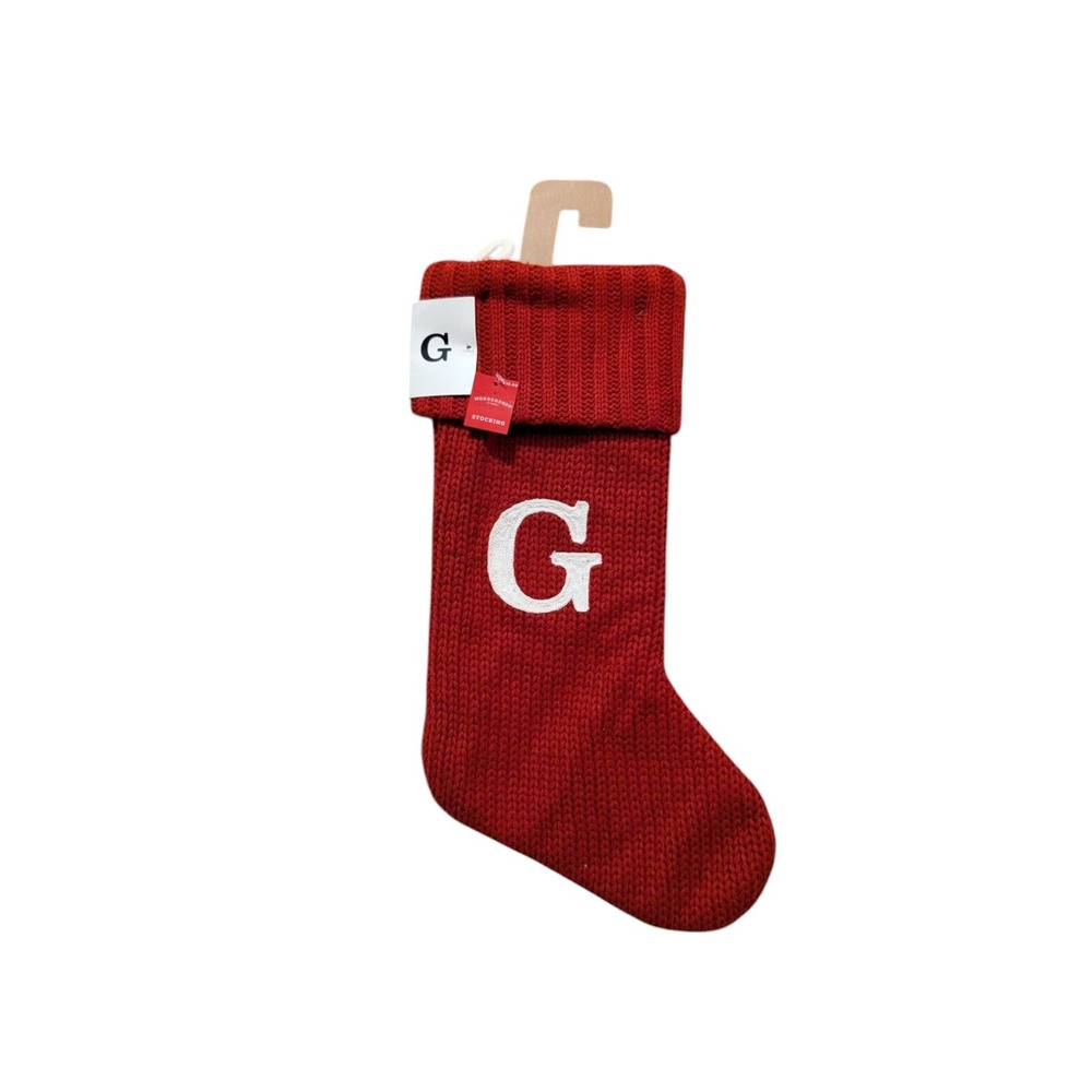 Letter G Knit Monogram Stocking Wondershop Red Holiday Initial Xmas Target 20"